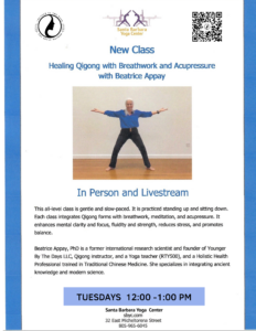Qigong weekly classes at the Yoga Center with Beatrice Appay